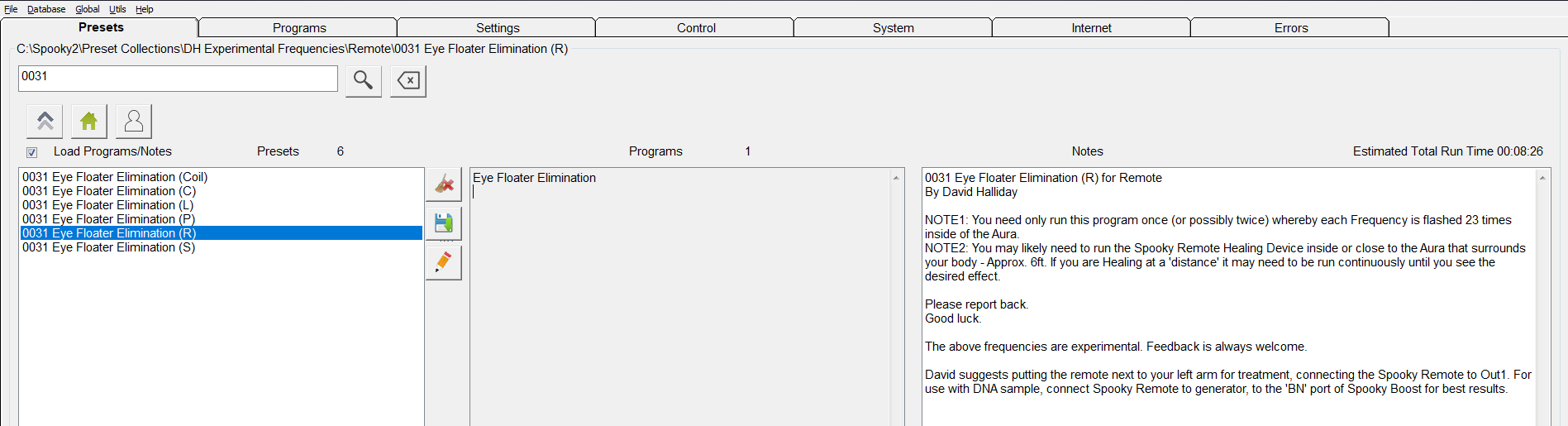 DH_0031 Eye Floater Voreinstellung