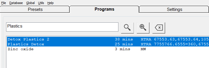 Spooky2 Program Tab: Plastics Detox Programme