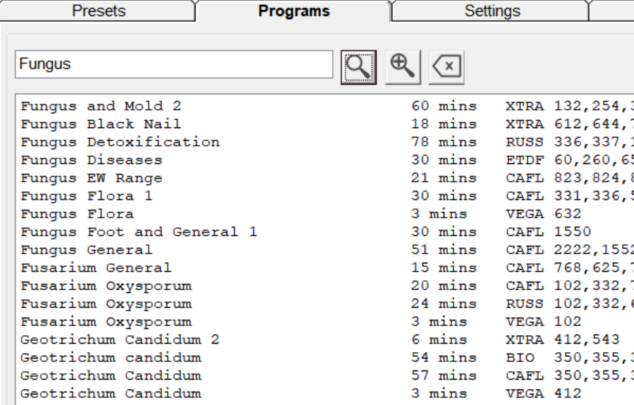 Spooky2 Fungus-Programme im Programmbereich