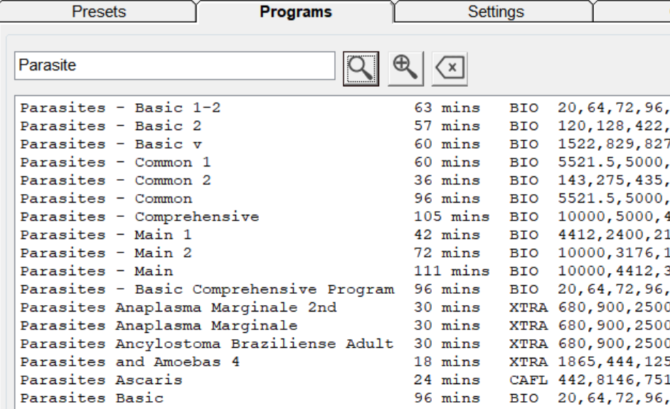 Spooky2 Parasite-Programme im Programmbereich