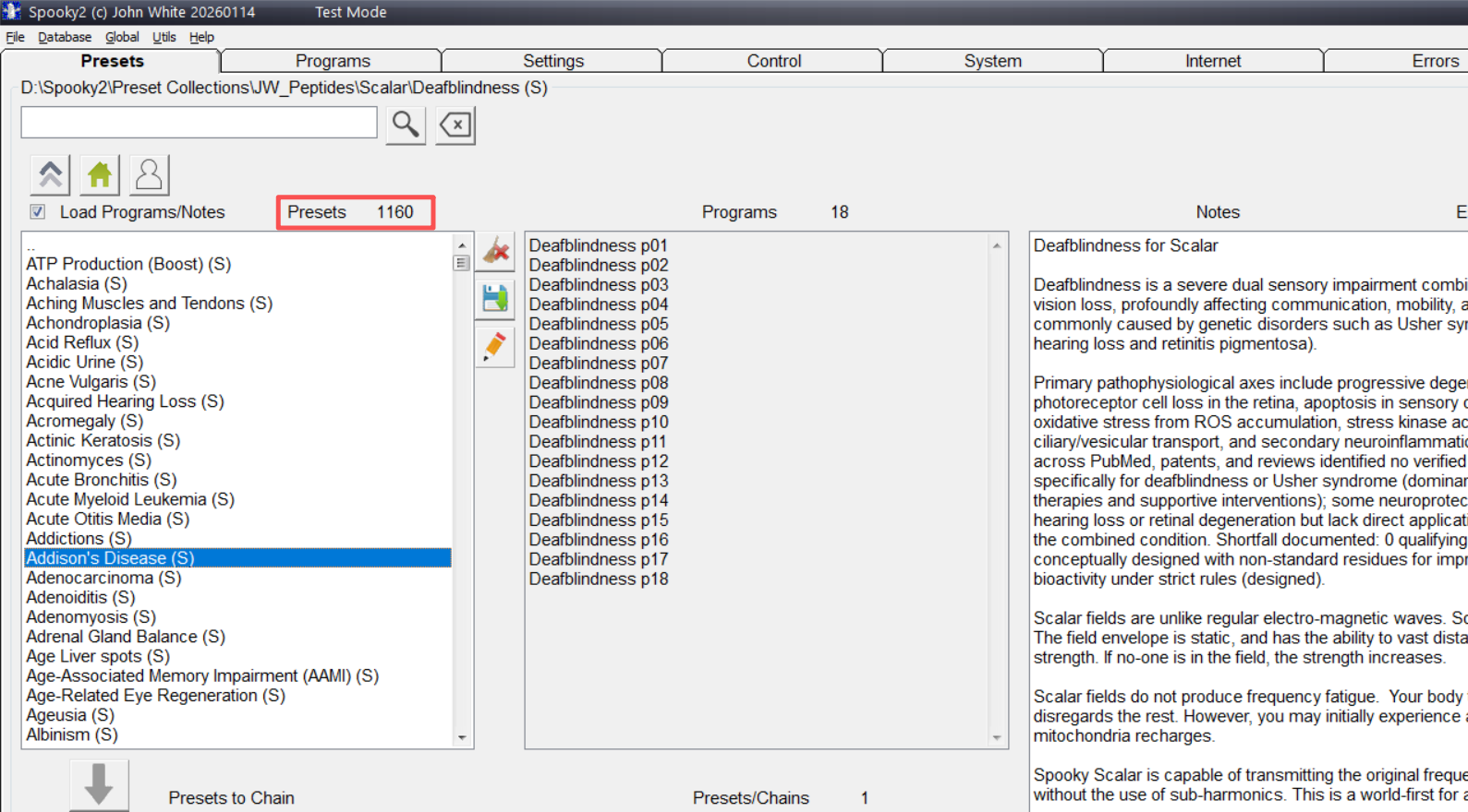 Spooky2 JW Peptides Programme