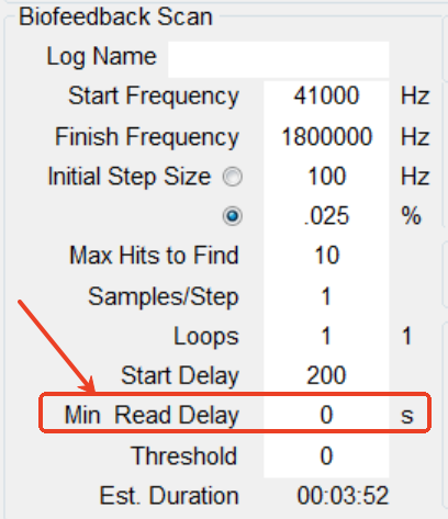Minimum Read Delay in der Spooky2 Software einstellen