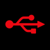 Rotes USB-Symbol